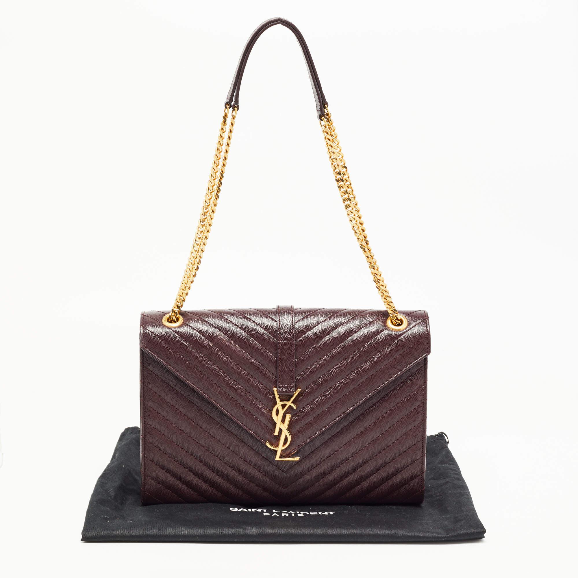 Saint laurent medium monogram matelassé leather envelope shoulder bag deals
