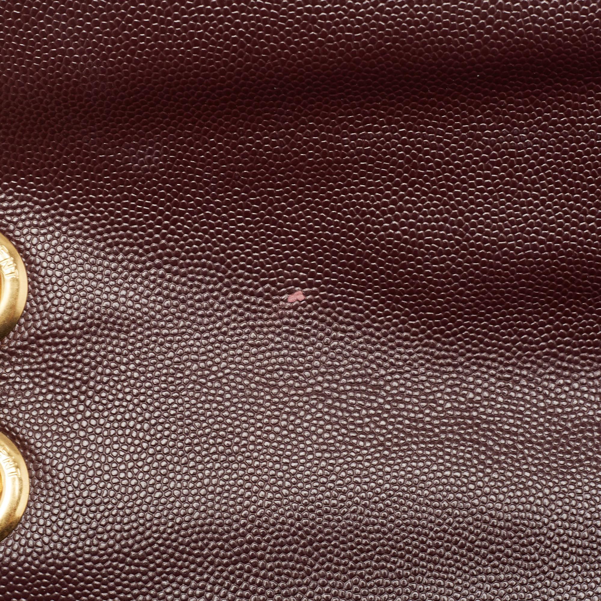 Saint Laurent Burgundy Matelassé Leather Large Monogram Envelope Shoulder Bag For Sale 10