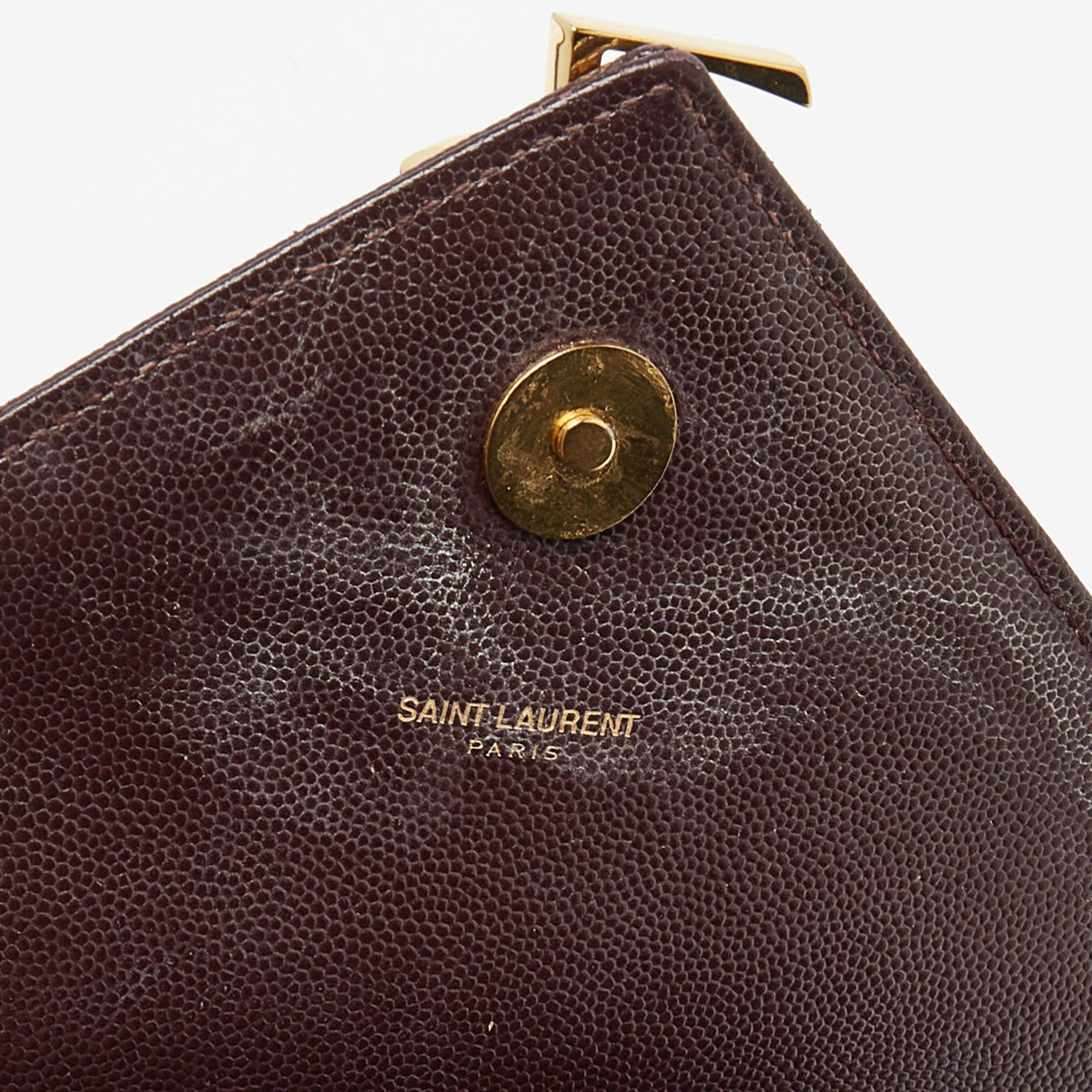 Saint Laurent Burgundy Matelassé Leather Large Monogram Envelope Shoulder Bag 3