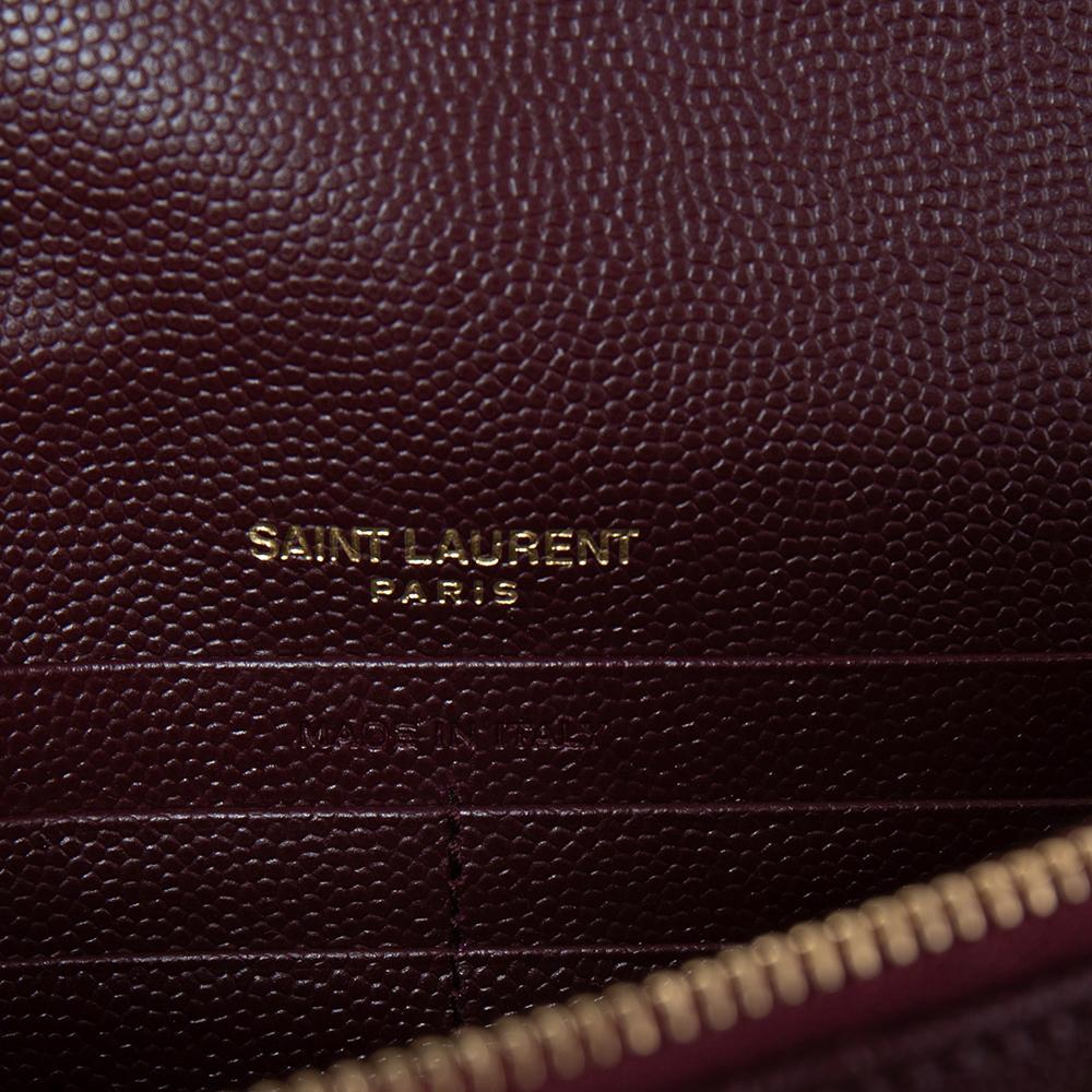 Saint Laurent Burgundy Matelassé Leather Monogram Envelope Wallet on Chain 5