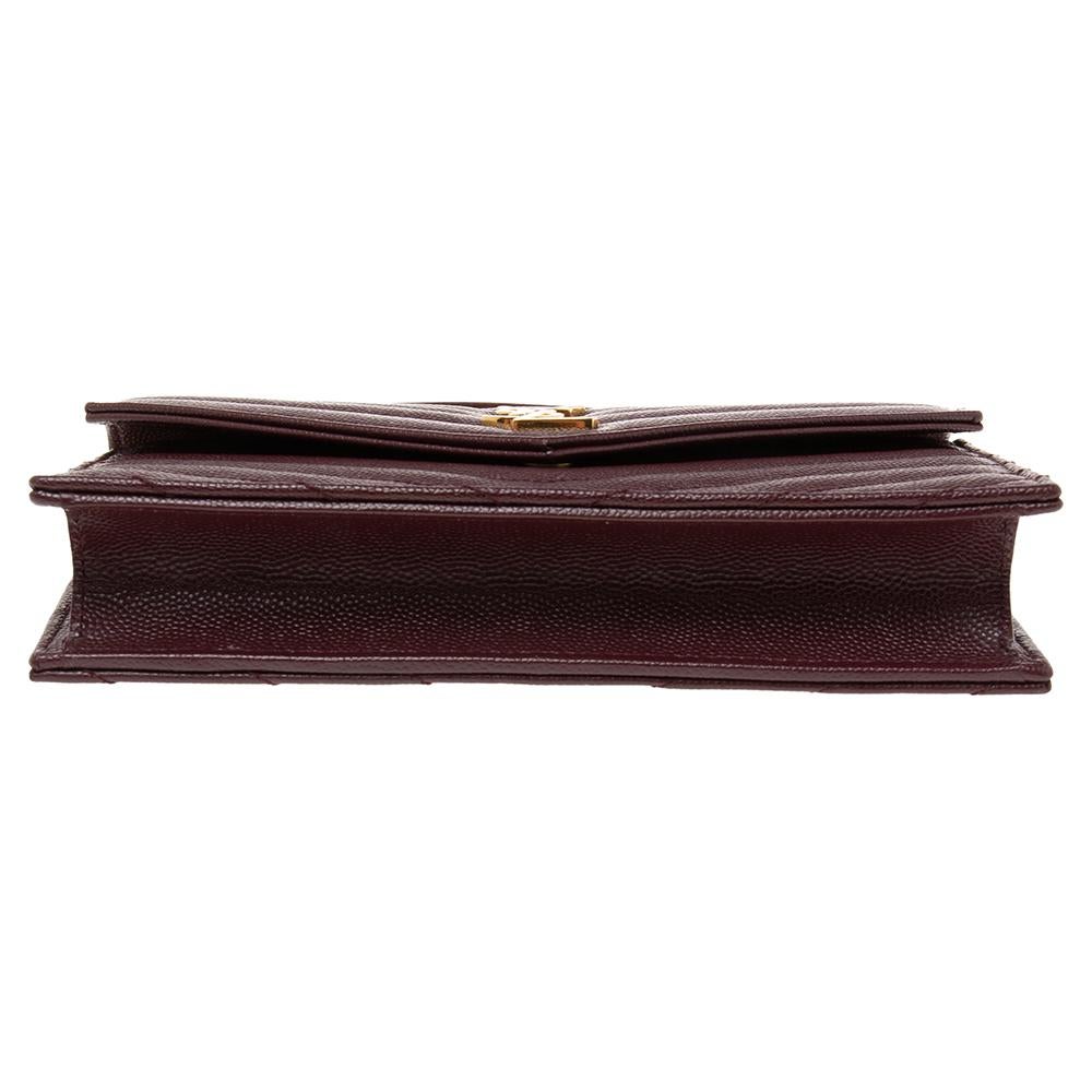 Saint Laurent Burgundy Matelassé Leather Monogram Envelope Wallet on Chain 1