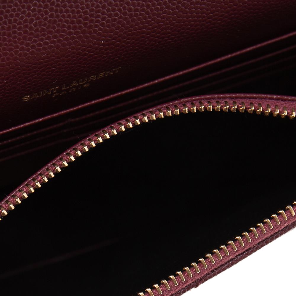 Saint Laurent Burgundy Matelassé Leather Monogram Envelope Wallet on Chain 4