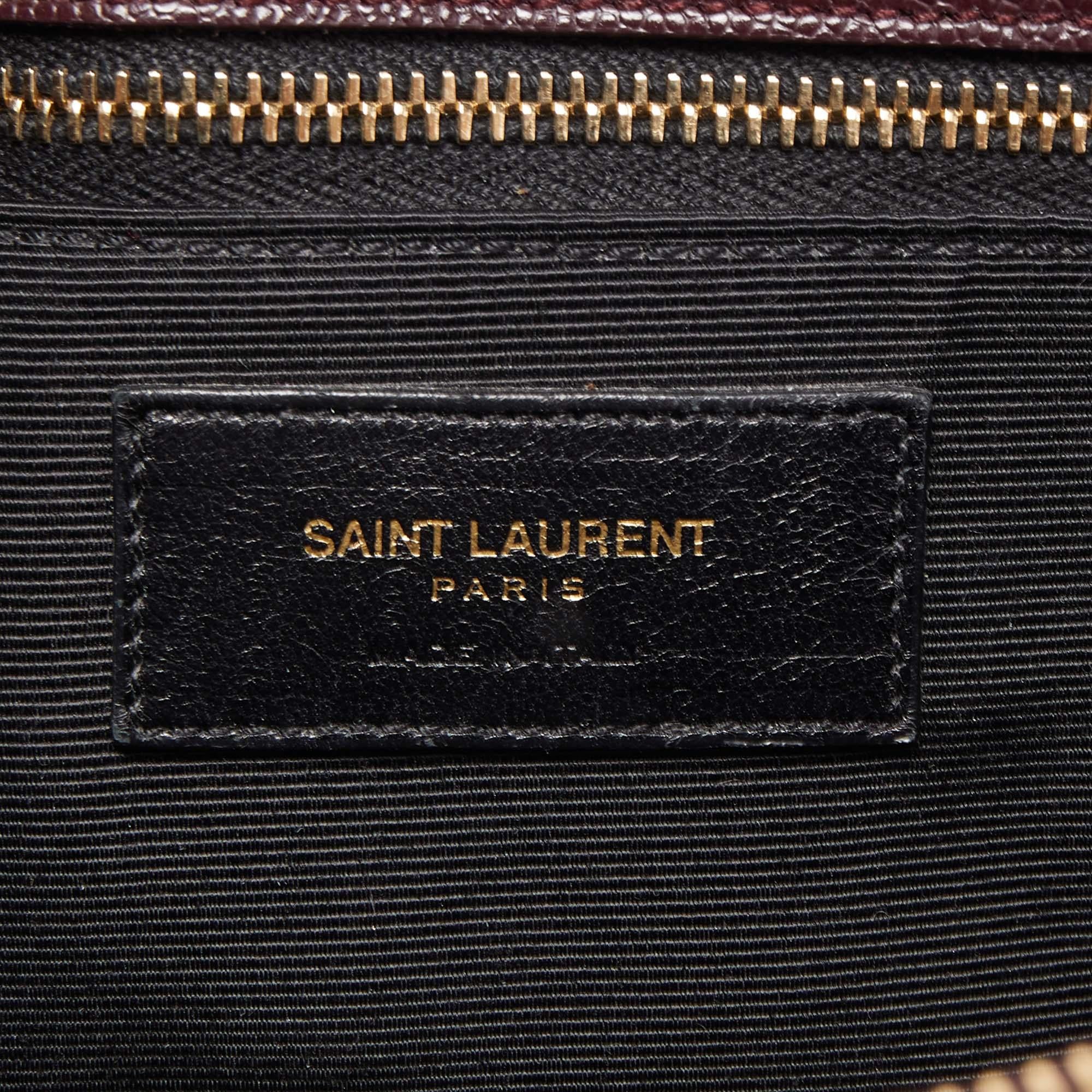 Saint Laurent Burgundy Matelassé Leather Monogram Shopper Tote 12