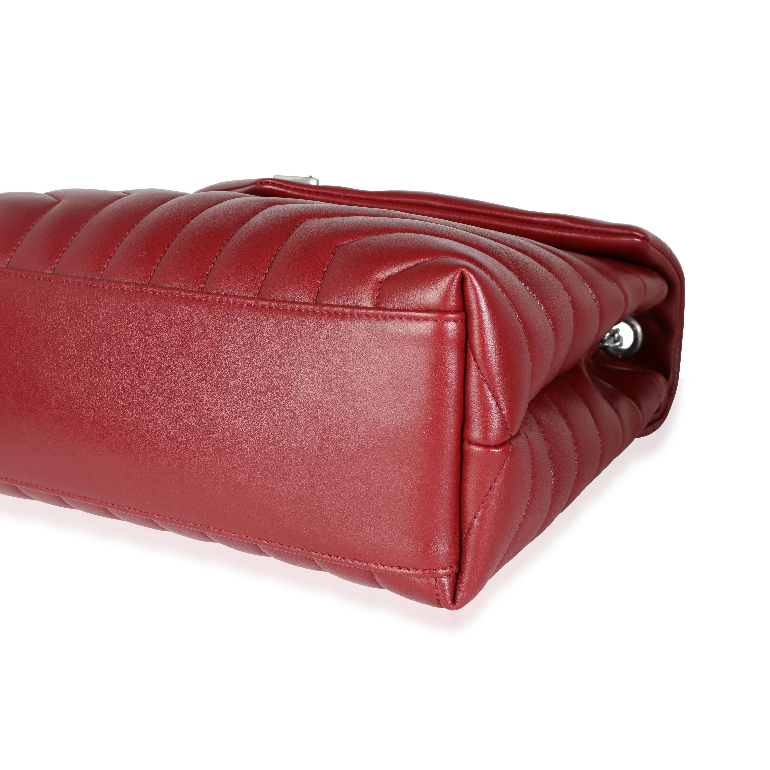 Saint Laurent Burgundy Matelassé Y Leather Medium Loulou Bag In Excellent Condition In New York, NY