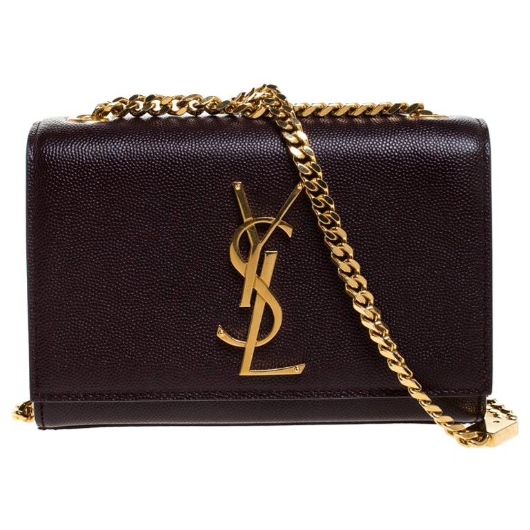 Saint Laurent Burgundy Monogram Leather Kate Crossbody Bag For Sale at