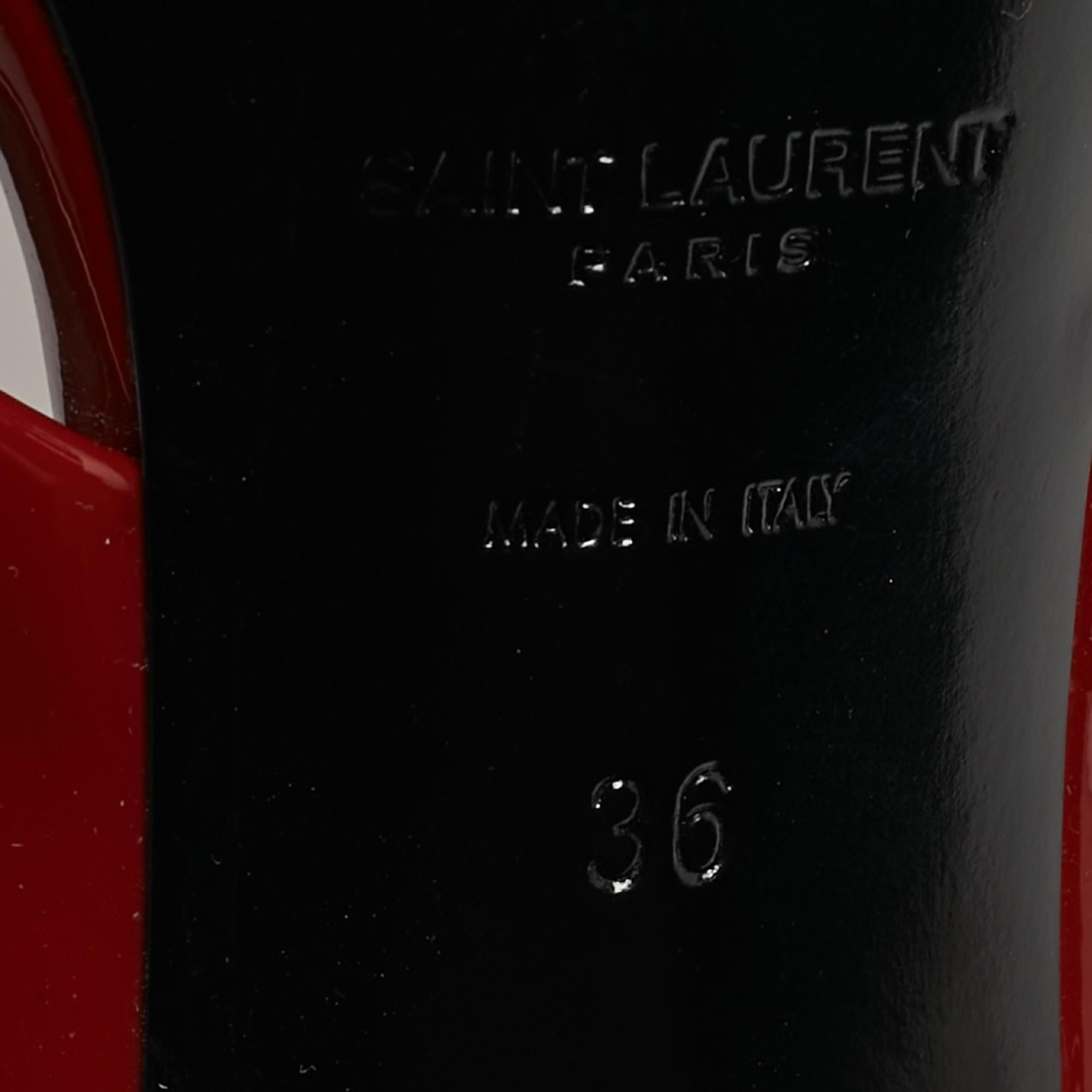 Saint Laurent Burgundy Patent Leather Loulou Slide Sandals Size 36 1