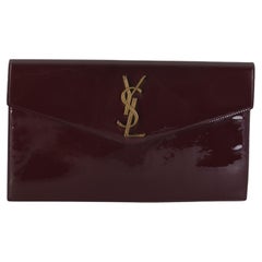 Saint Laurent Burgundy Patent Uptown Pouch