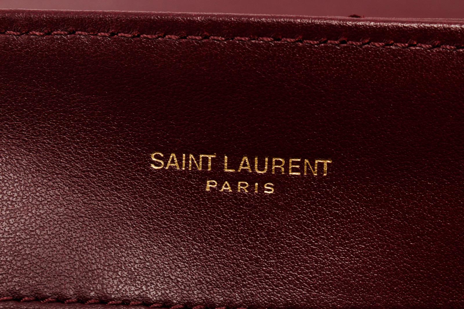 Saint Laurent Burgundy Quilted Chevron Leather Loulou Medium Shoulder Bag For Sale 3