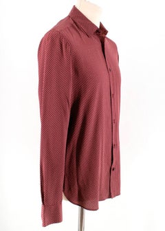 Saint Laurent Burgundy Silk Polka Dot Pattern Shirt