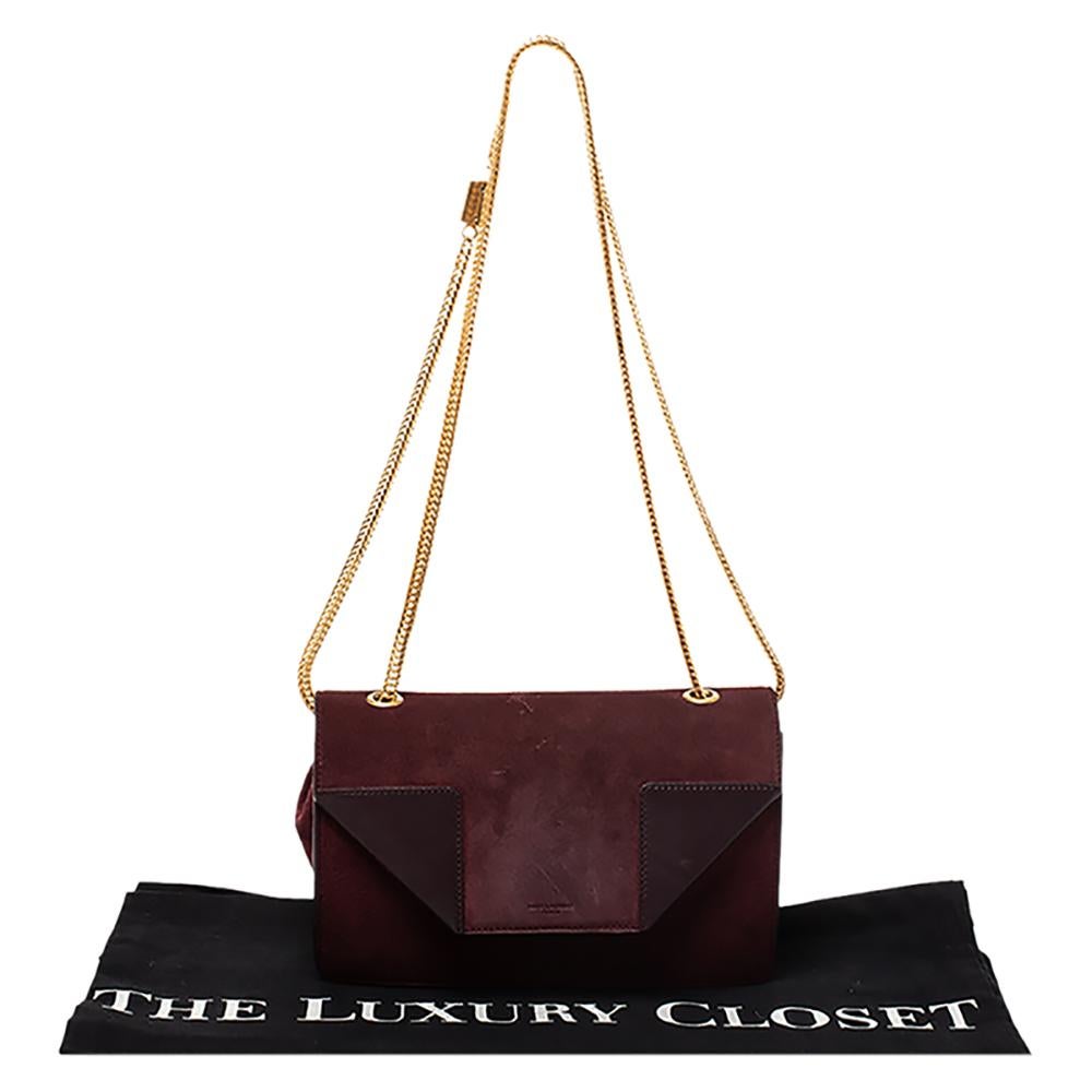 Saint Laurent Burgundy Suede and Leather Betty Shoulder Bag 2