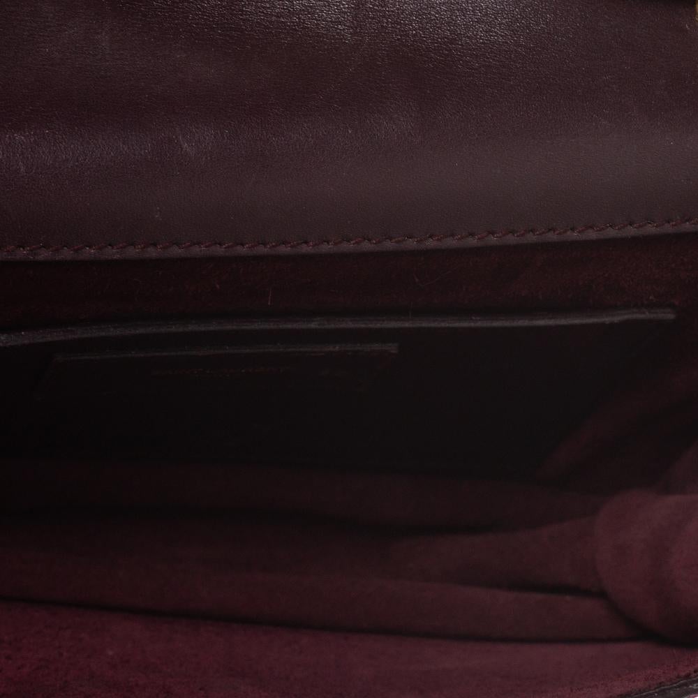 Saint Laurent Burgundy Suede and Leather Betty Shoulder Bag In Good Condition In Dubai, Al Qouz 2