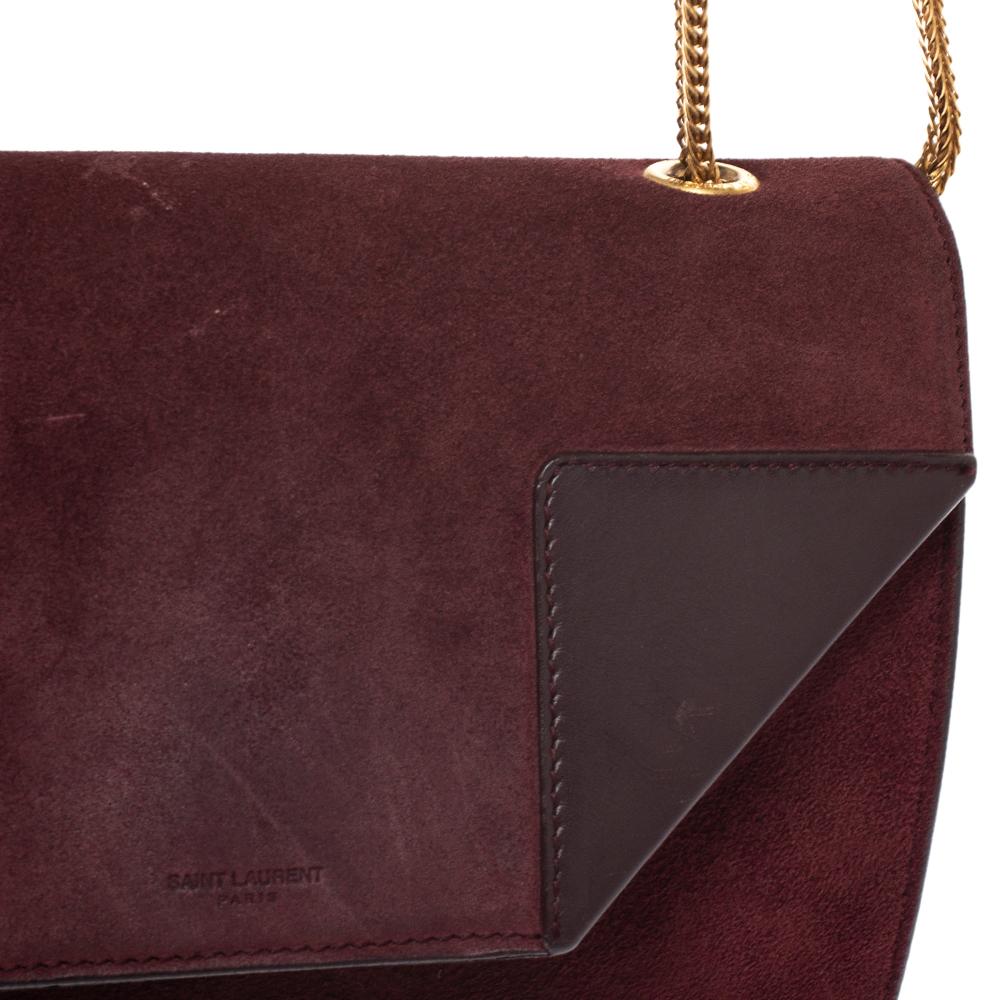 Women's Saint Laurent Burgundy Suede and Leather Betty Shoulder Bag