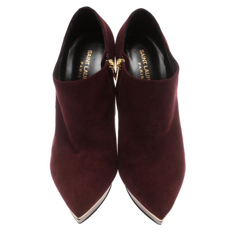 burgundy booties leather