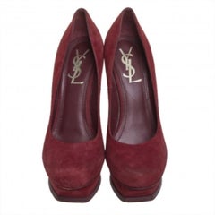 Saint Laurent Burgundy Suede Tribtoo Pumps Size 37