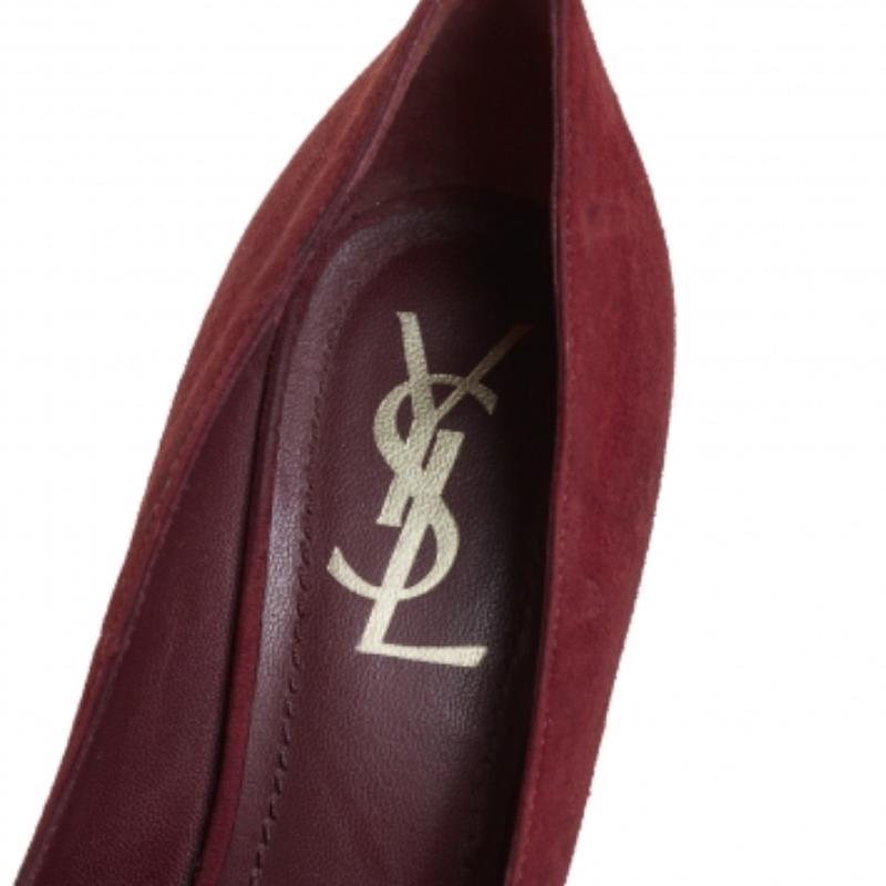 Women's Saint Laurent Burgundy Suede Tribtoo Pumps Size 37 For Sale