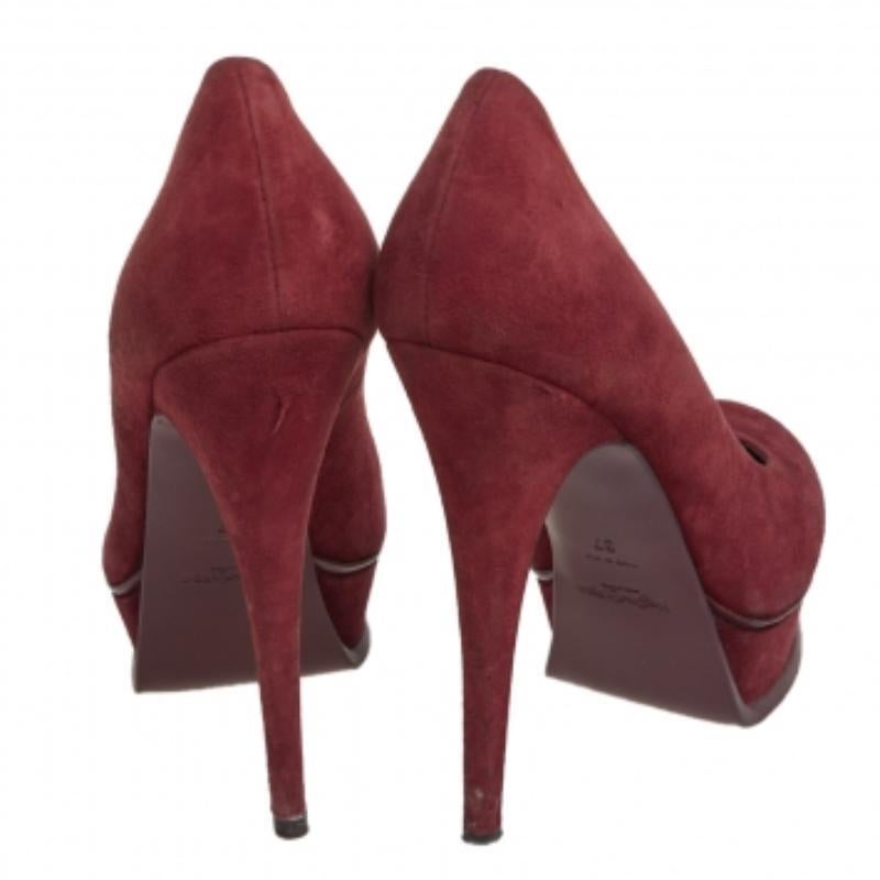 Saint Laurent Burgundy Suede Tribtoo Pumps Size 37 For Sale 1