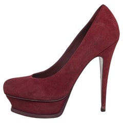 Saint Laurent Burgundy Suede Tribtoo Pumps Size 37