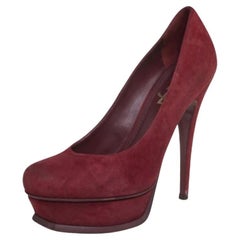 Saint Laurent Burgundy Suede Tribtoo Pumps Size 37
