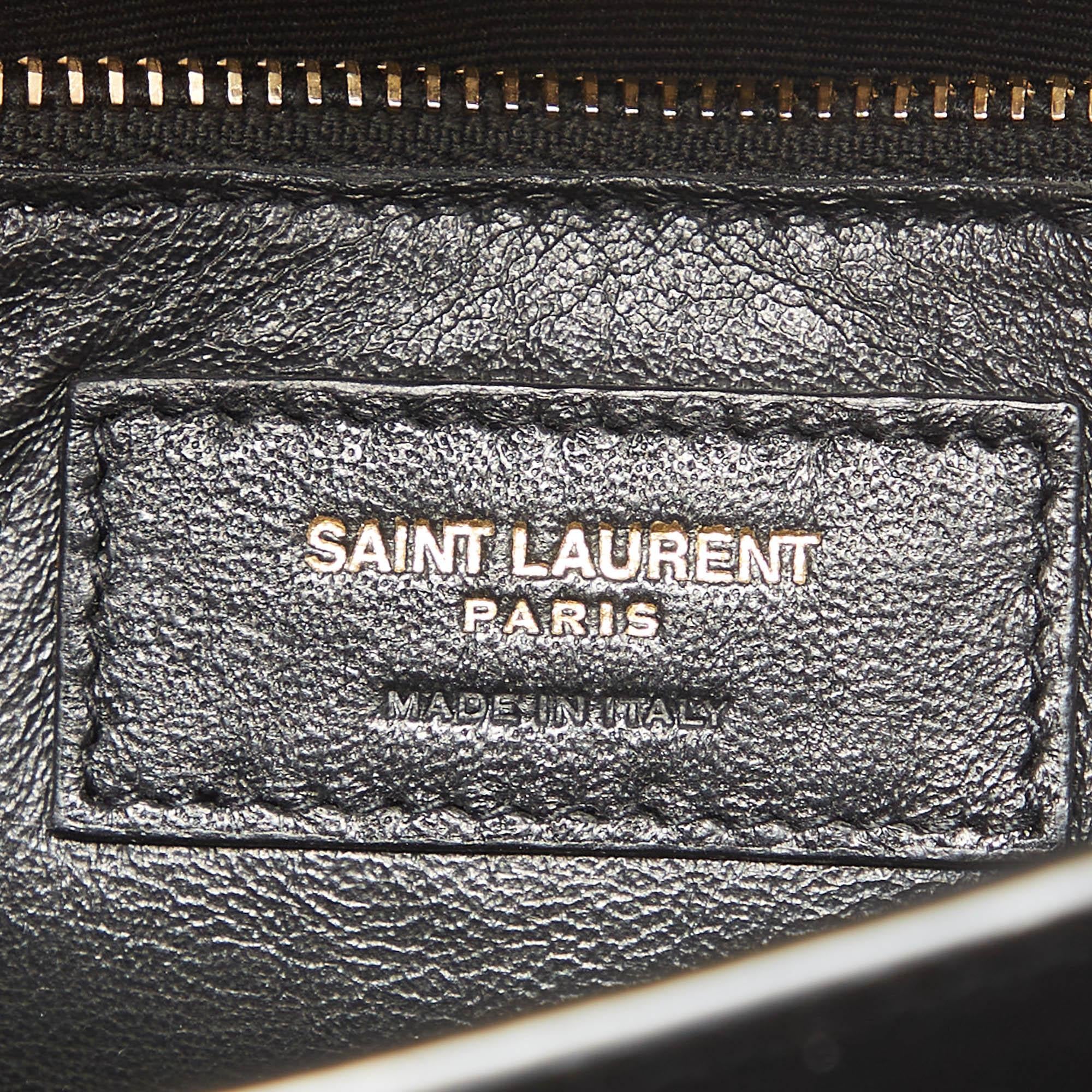Saint Laurent Burgundy Velvet and Leather Medium Cassandra Bag 5