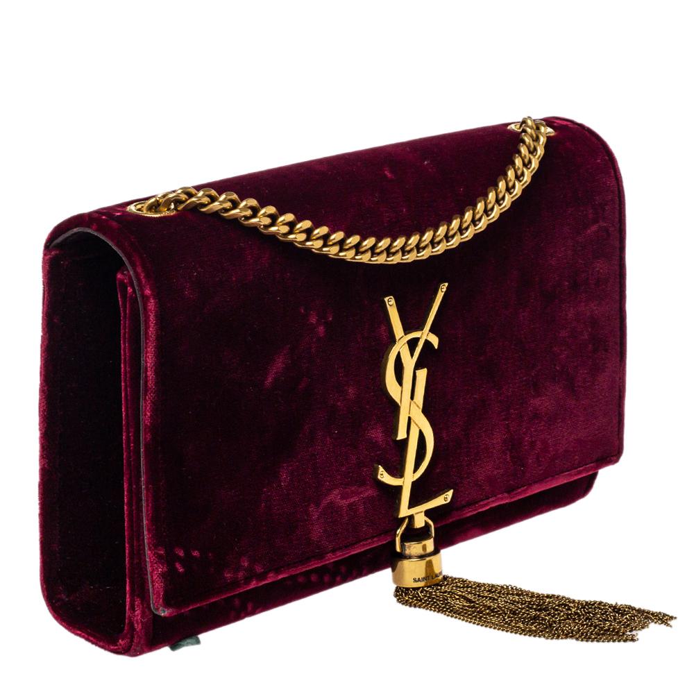 Ysl burgundy velvet bag hot sale