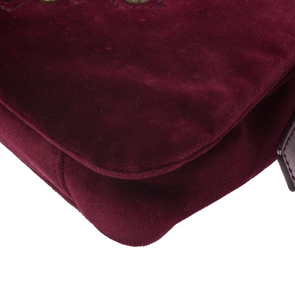 Saint Laurent Burgundy Velvet Venise Shoulder Bag 4