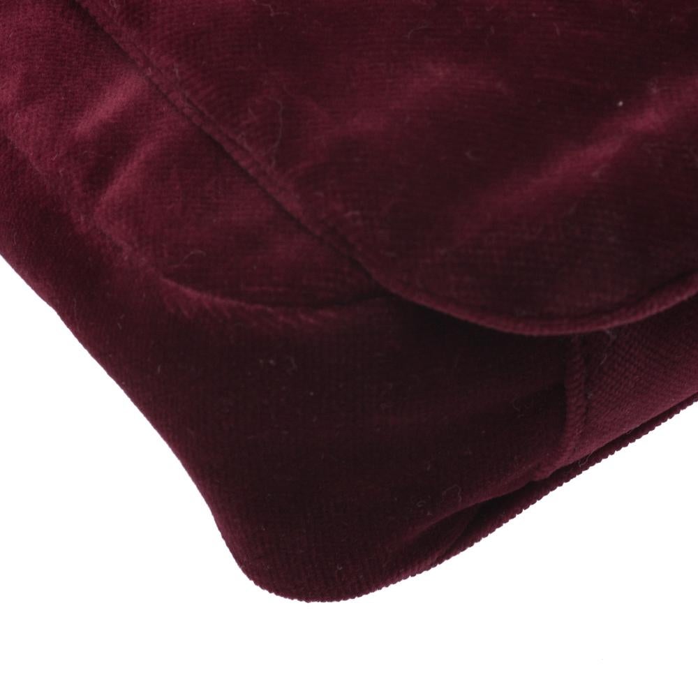 Saint Laurent Burgundy Velvet Venise Shoulder Bag 5