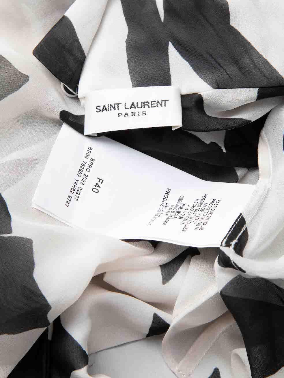 Saint Laurent Butterfly Print Silk Mock Blouse Size L For Sale 1