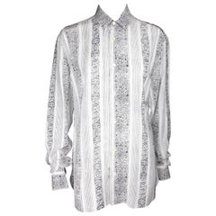 Saint Laurent - Chemise boutonnée à col blanc et noir, taille 38