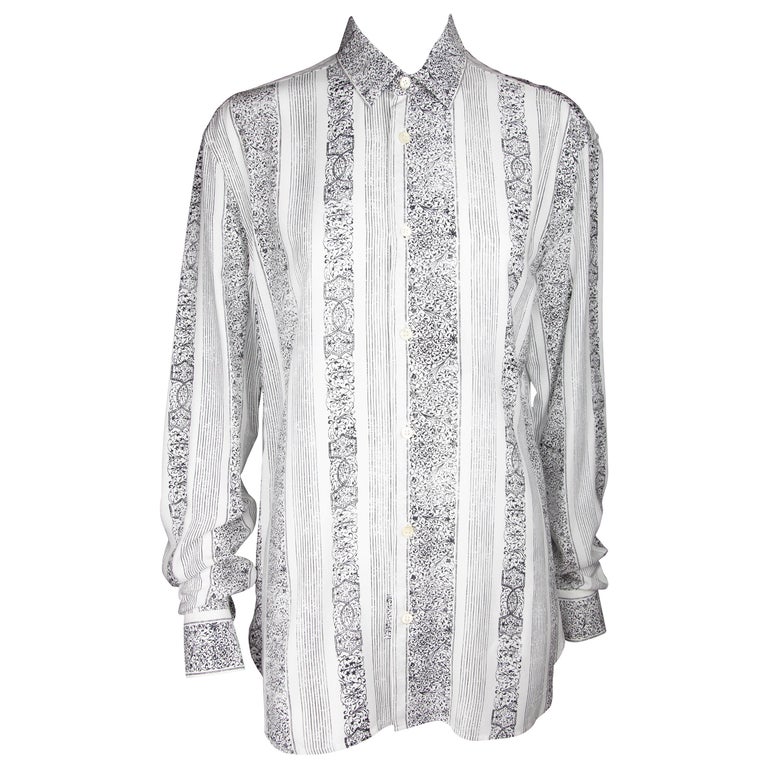Saint Laurent Button Down White and Black Collar Shirt Size 38 For Sale ...