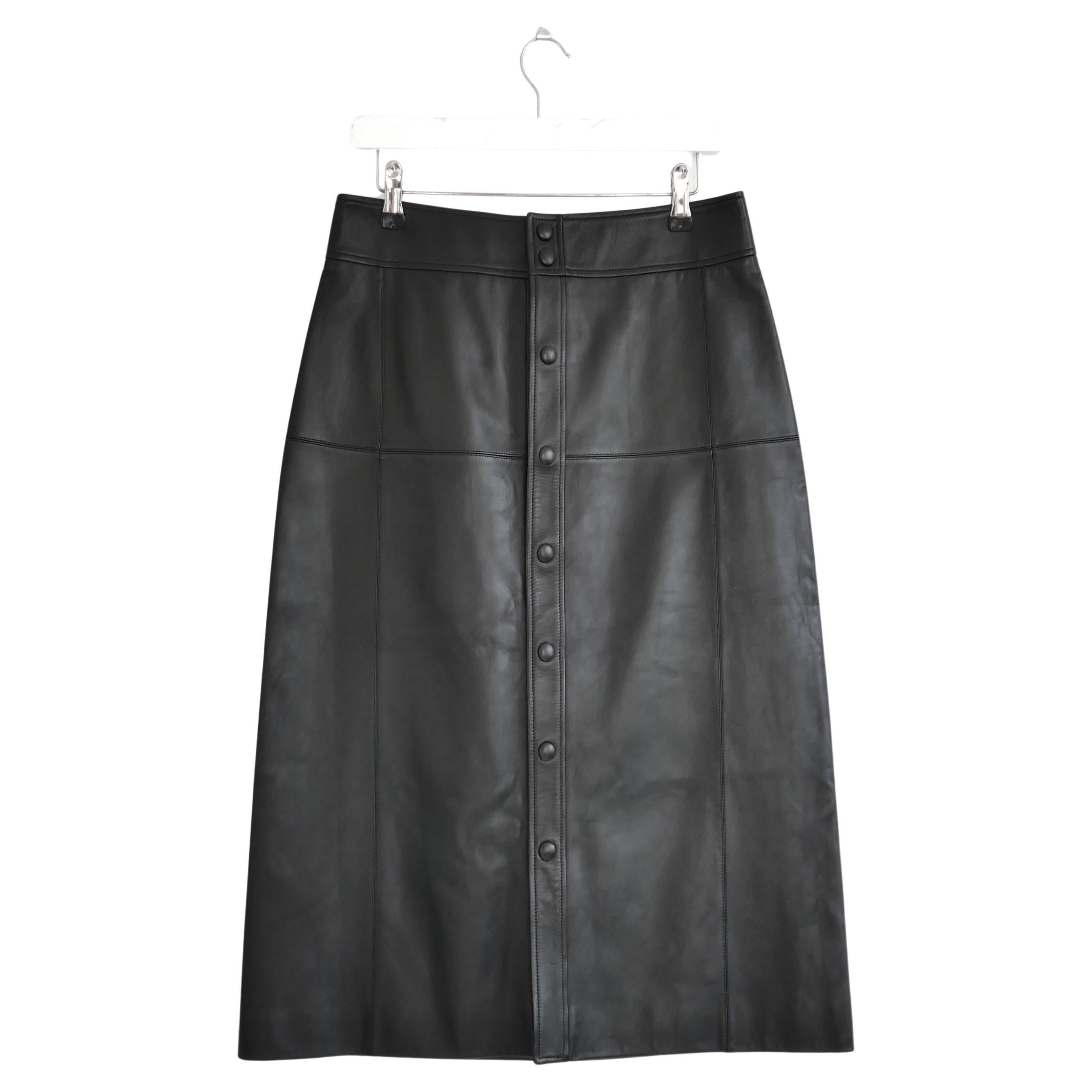 Saint Laurent Button Front Leather Skirt Pre-Fall 2020 N