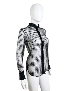 Saint Laurent by Anthony Vaccarello S/S 2017 Transparent Silver Polka Dot Shirt