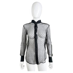 Saint Laurent by Anthony Vaccarello S/S 2017 Transparent Silver Polka Dot Shirt