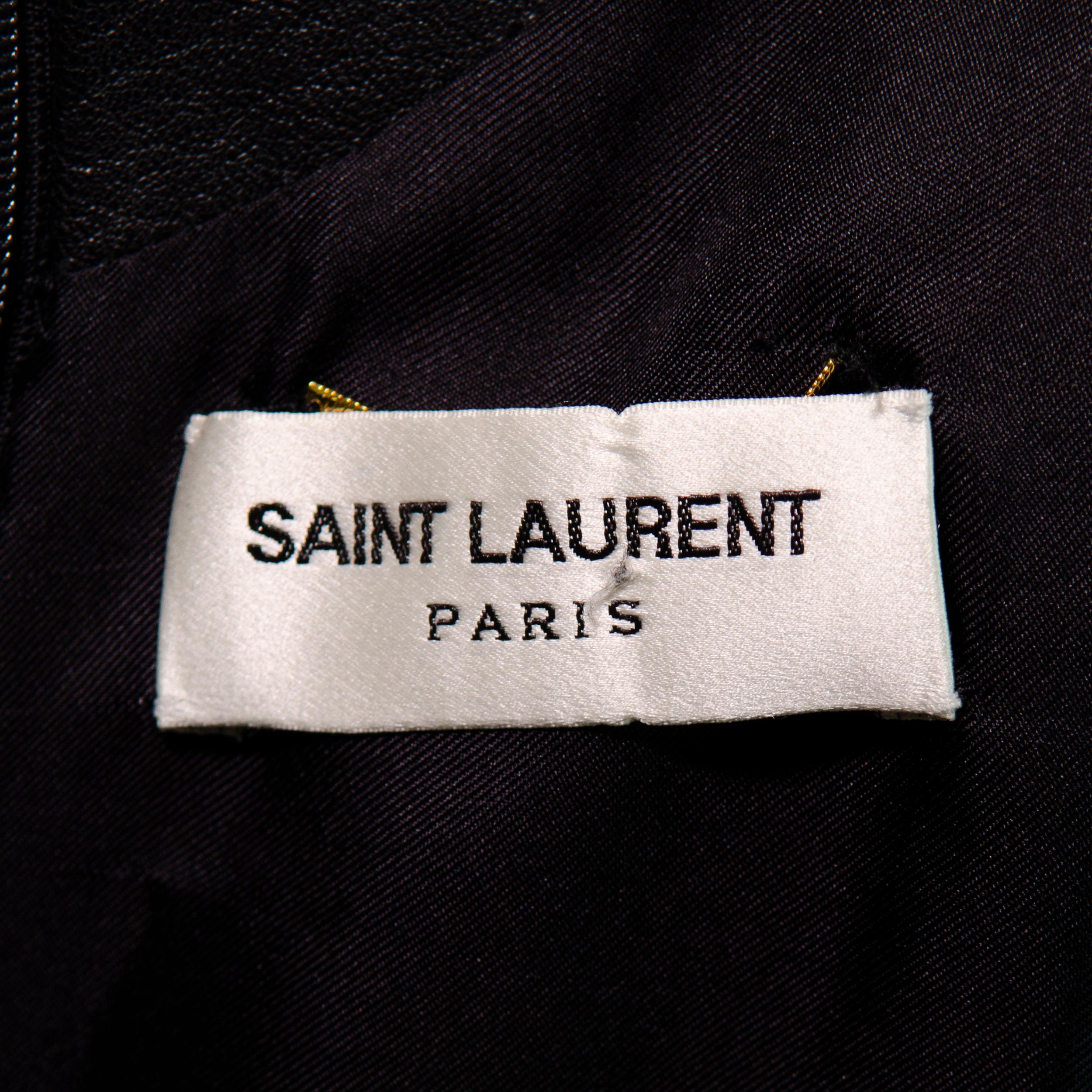 SAINT LAURENT BY HEDI SLIMANE - Robe courte en cuir noir 2014 en vente 6