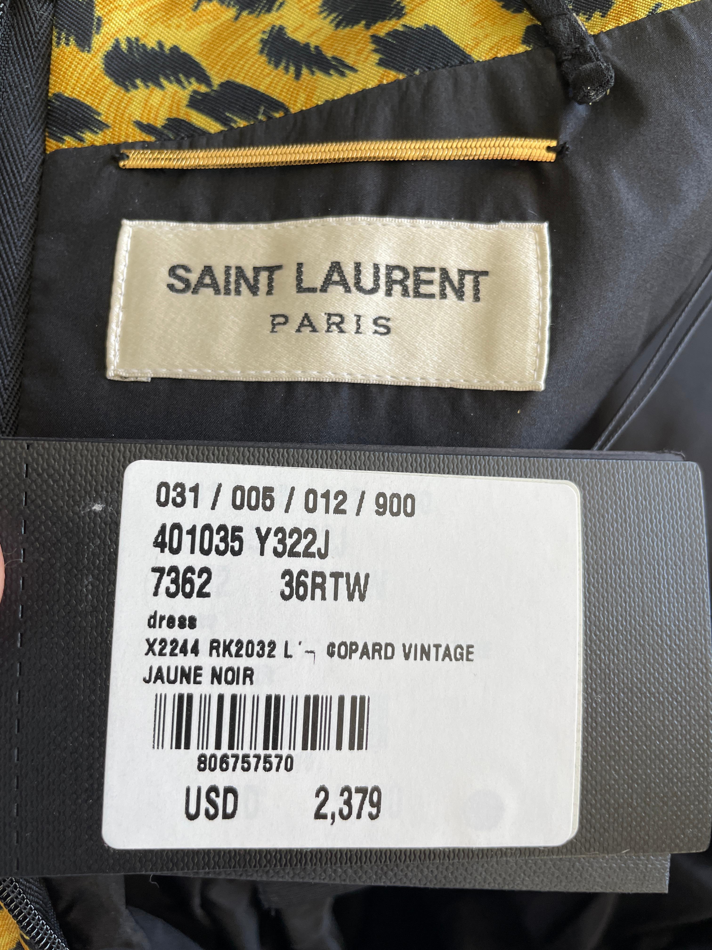 Saint Laurent by Hedi Slimane 2015 Leopard Print Pleated Silk Cocktail Dress NWT For Sale 6