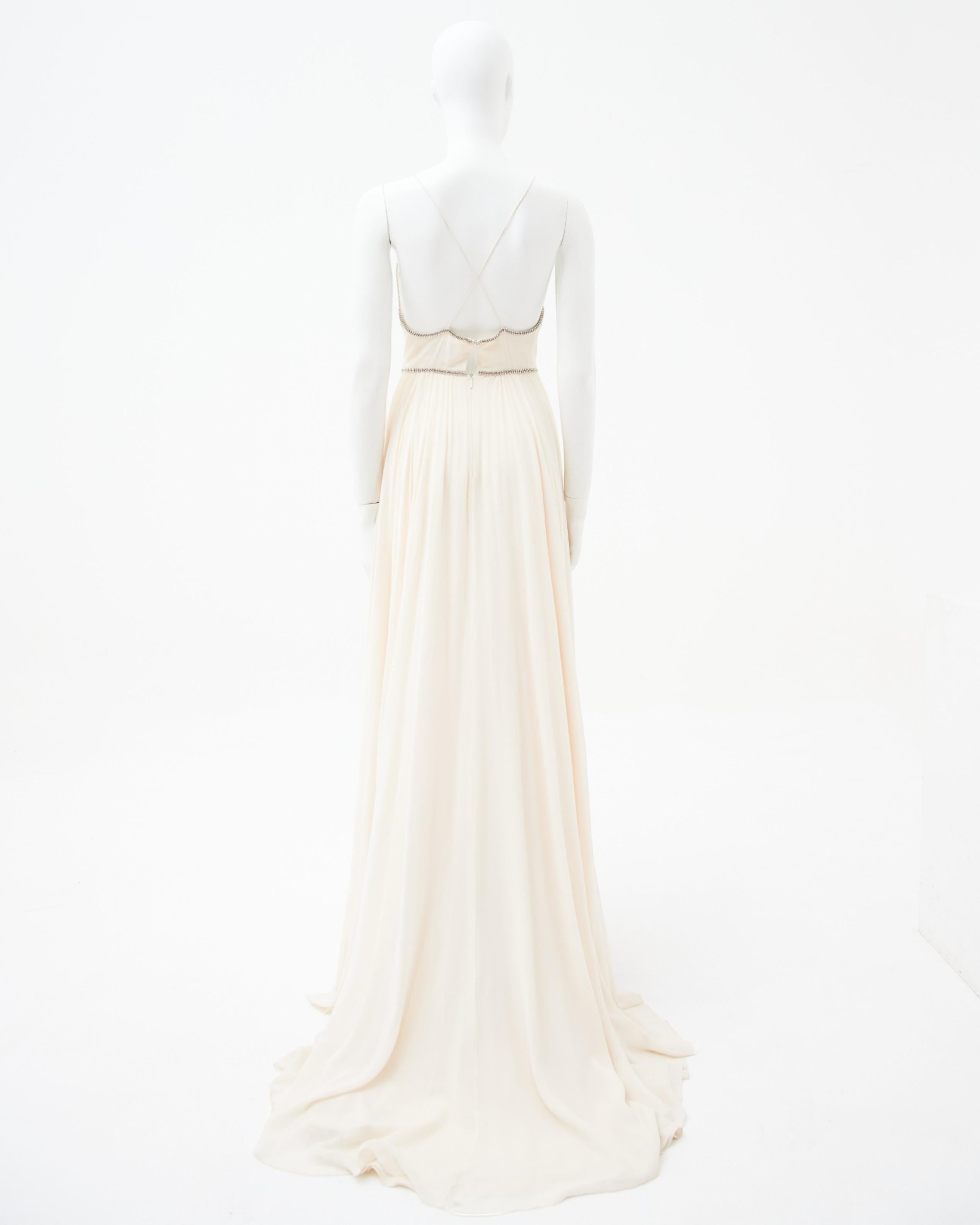Women's Saint Laurent by Hedi Slimane 2015 “Sample” Embellished White Long Dress For Sale