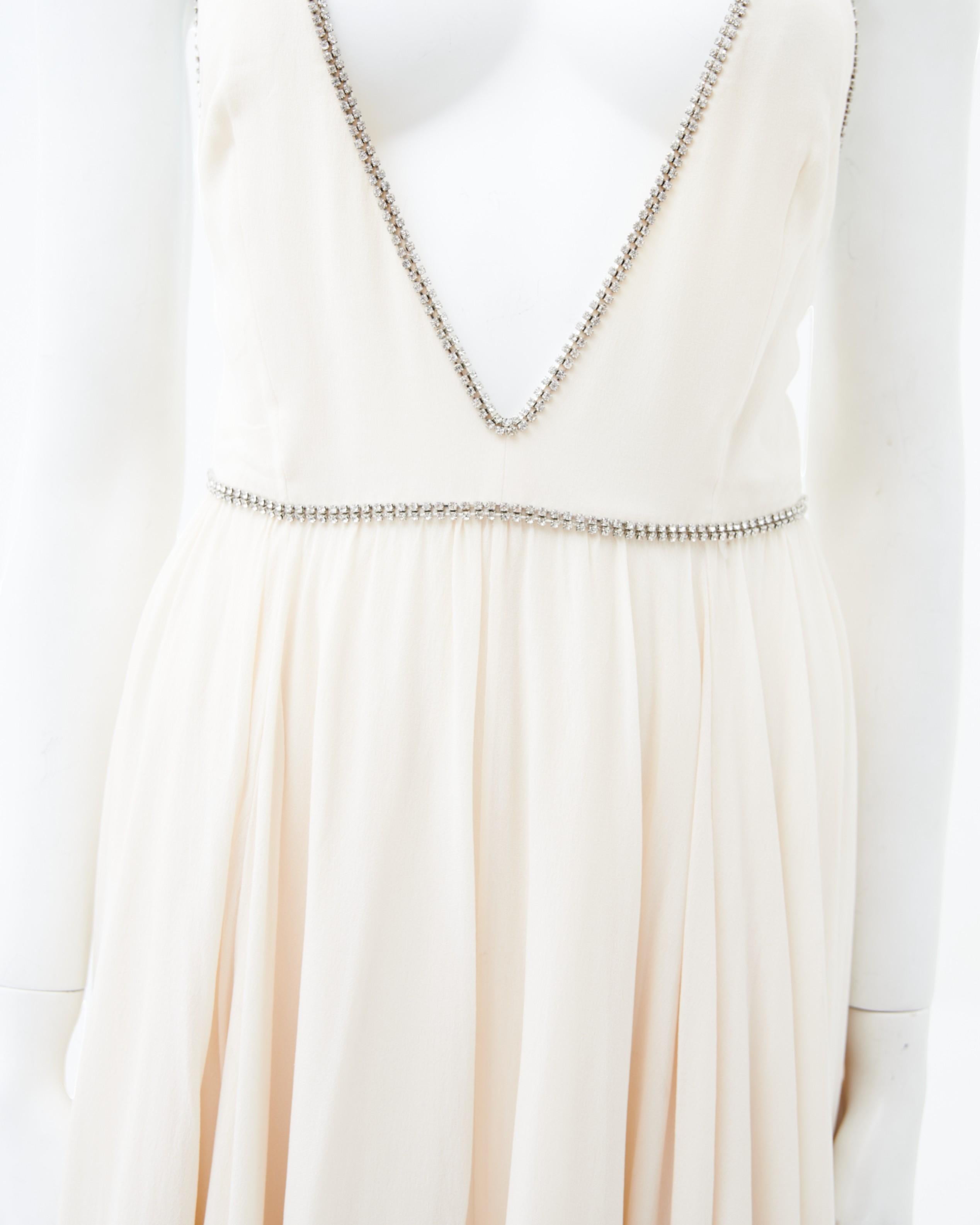 Saint Laurent by Hedi Slimane 2015 “Sample” Embellished White Long Dress For Sale 2