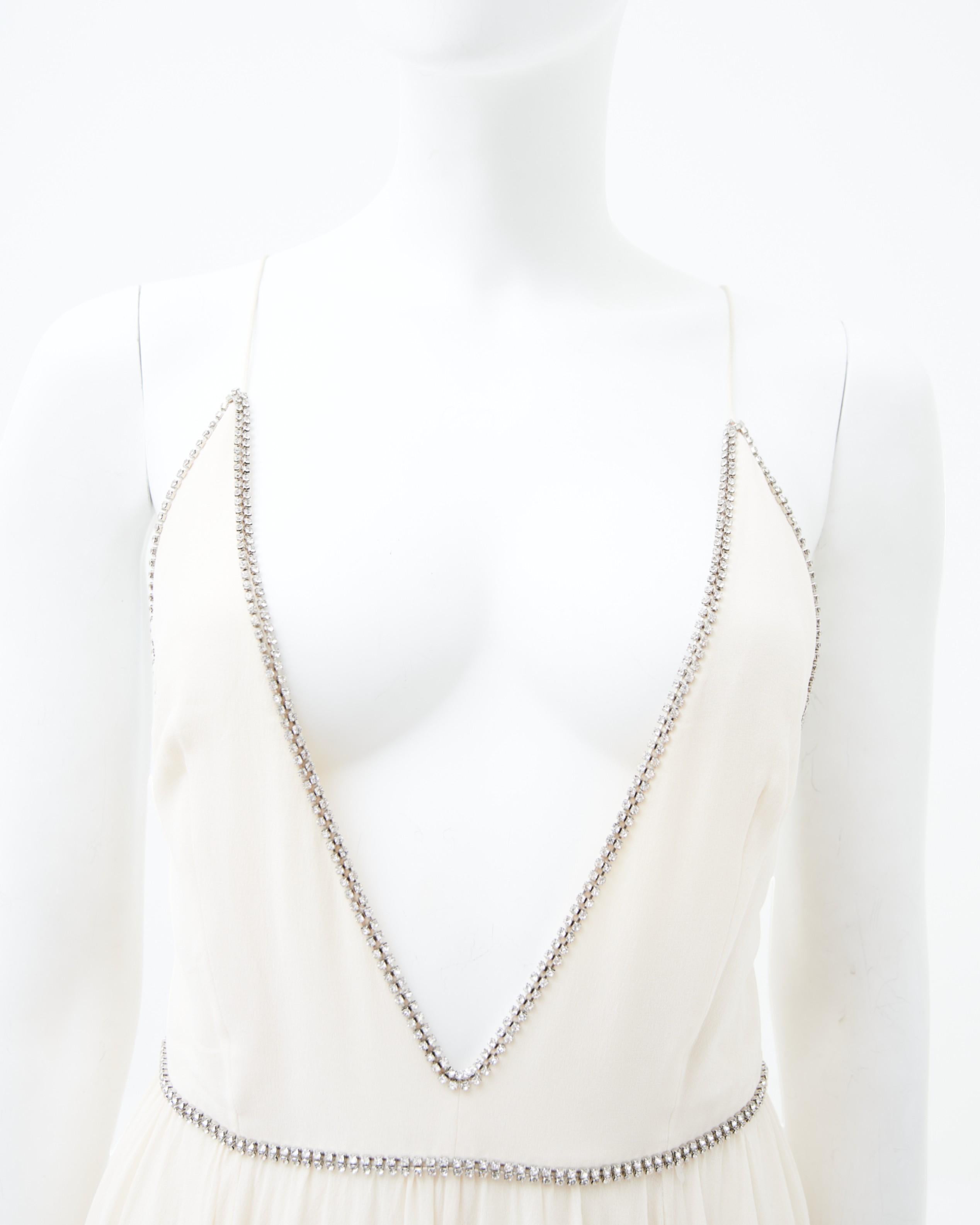 Saint Laurent by Hedi Slimane 2015 “Sample” Embellished White Long Dress For Sale 3