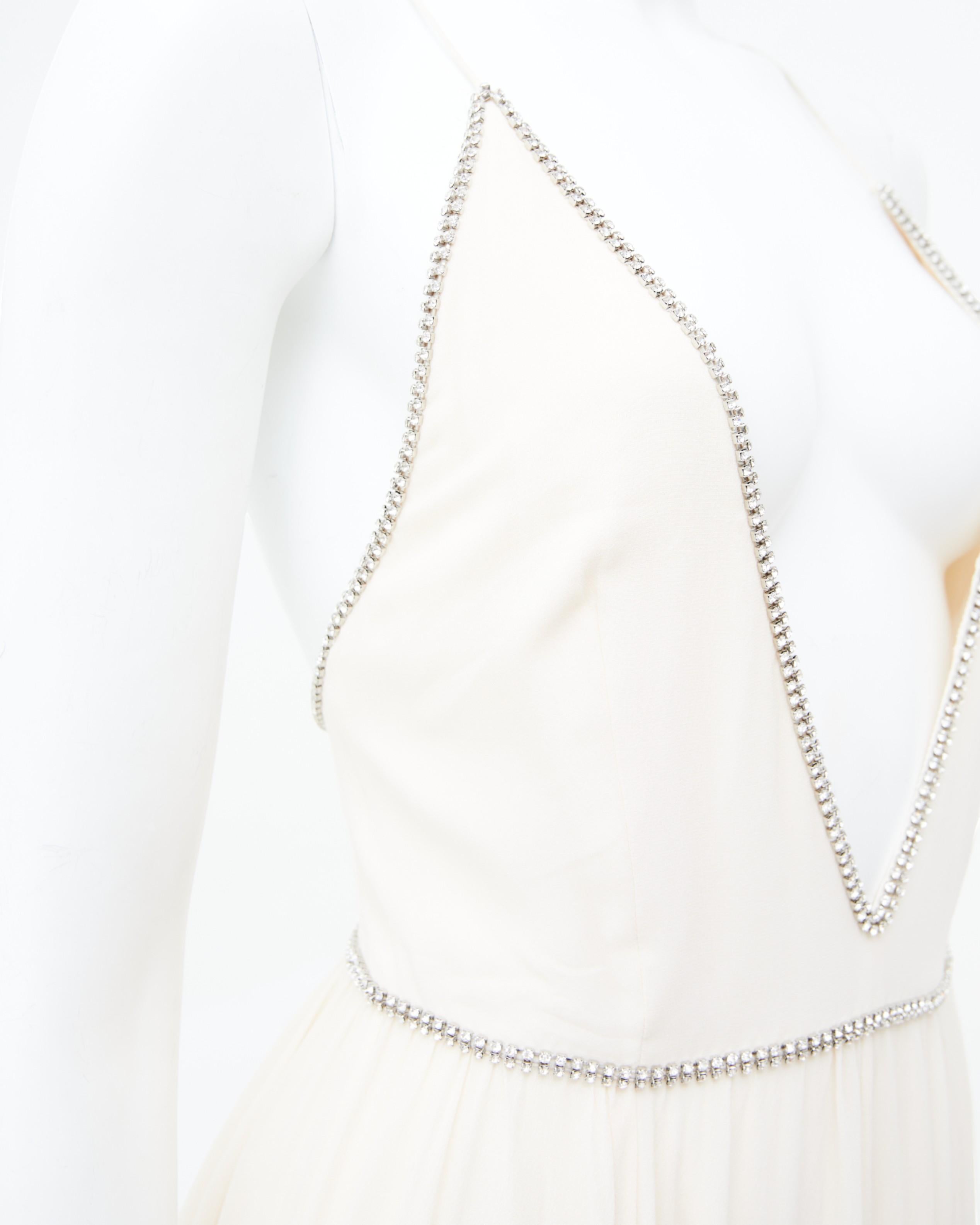 Saint Laurent by Hedi Slimane 2015 “Sample” Embellished White Long Dress For Sale 4