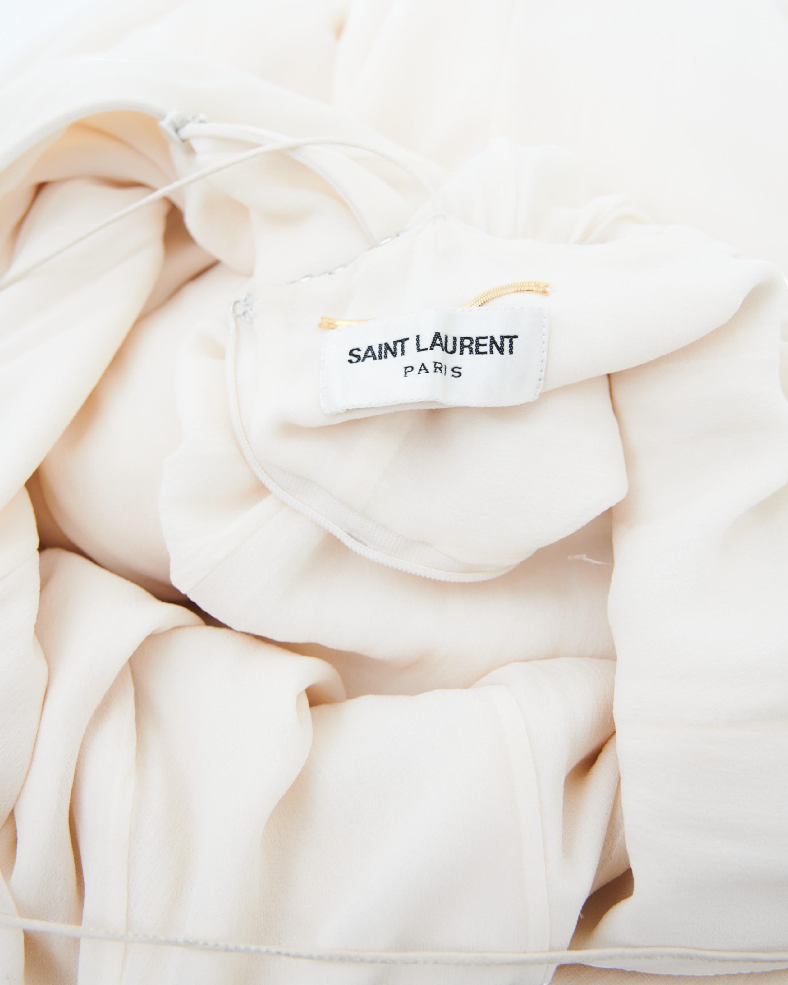 Saint Laurent by Hedi Slimane 2015 “Sample” Embellished White Long Dress For Sale 5