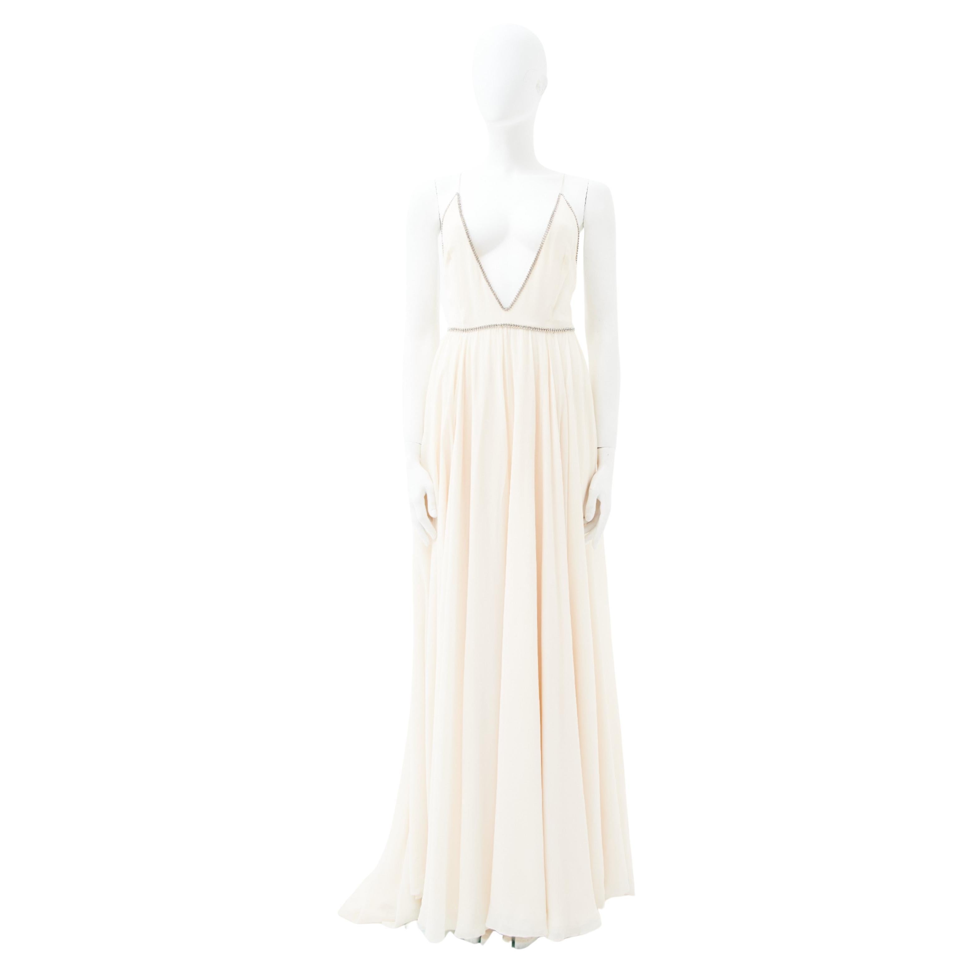 Saint Laurent by Hedi Slimane 2015 “Sample” Embellished White Long Dress For Sale