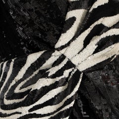 Saint Laurent by Hedi Slimane Asymmetric Zebra Print Sequin Dress 36 FR