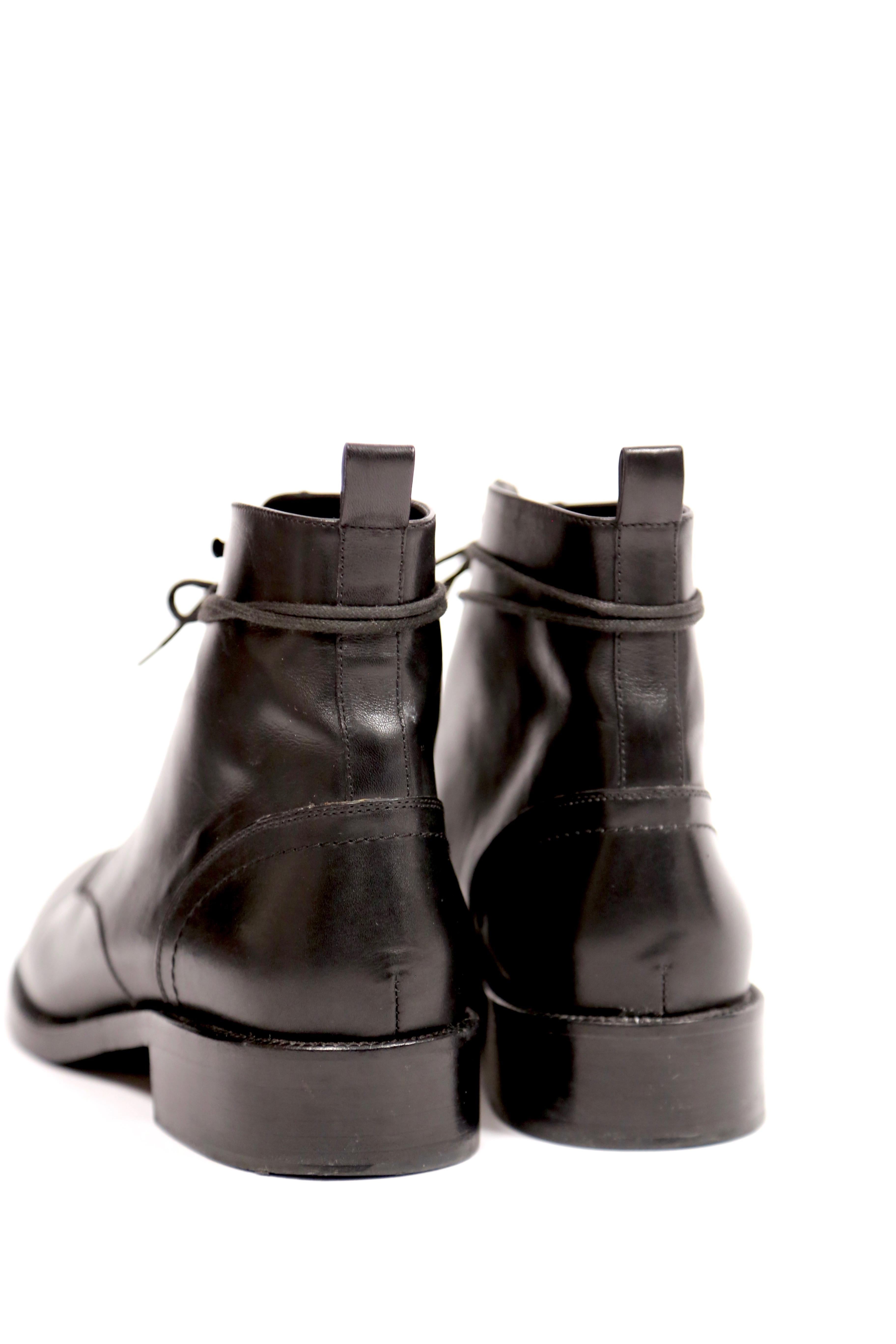 Black SAINT LAURENT by HEDI SLIMANE black leather 'Lolita' combat boots - 41