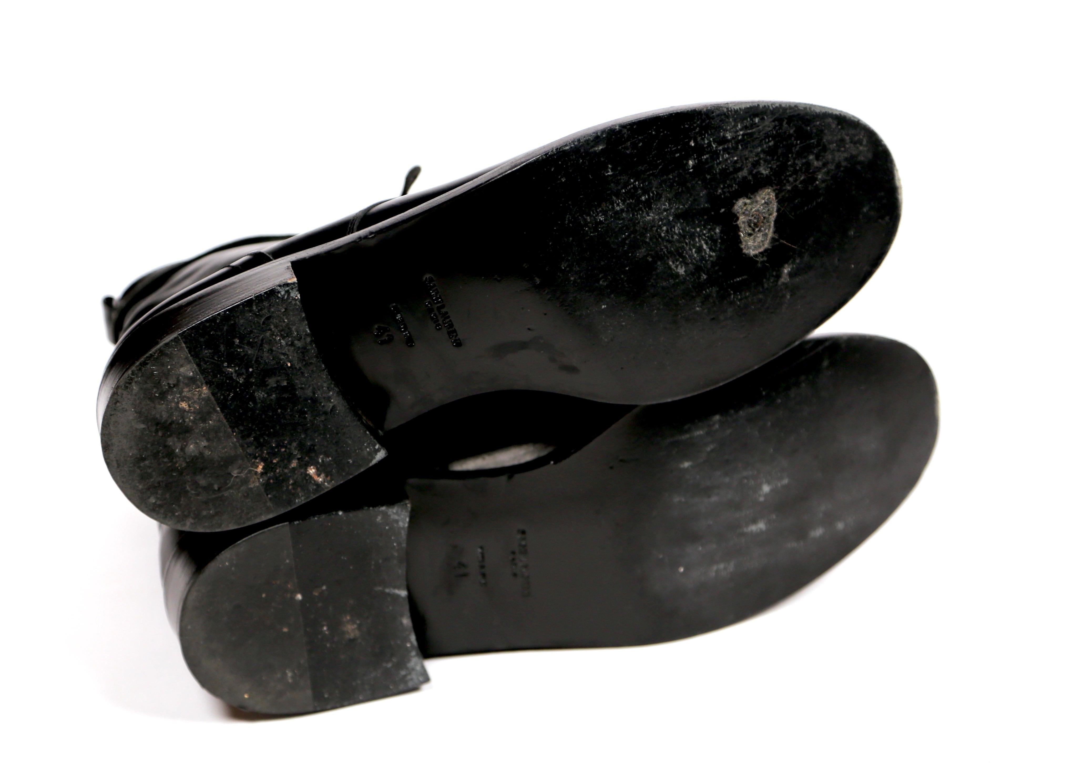 SAINT LAURENT by HEDI SLIMANE Schwarze Lederstiefel „Lolita“ aus Leder „Lolita“ im Kampfstil - 41 3