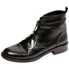 SAINT LAURENT by HEDI SLIMANE Schwarze Lederstiefel „Lolita“ aus Leder „Lolita“ im Kampfstil - 41
