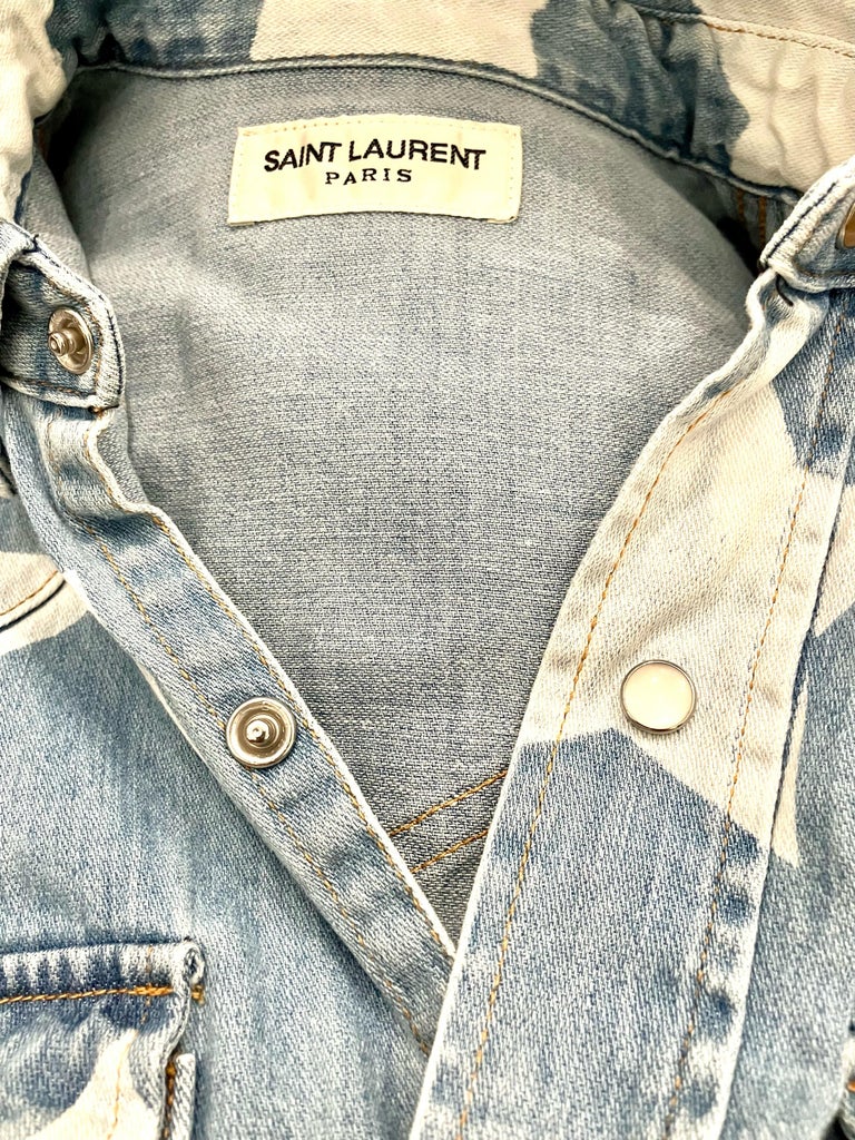 Saint Laurent by Hedi Slimane Blue Star-Print Denim Shirt at 1stDibs