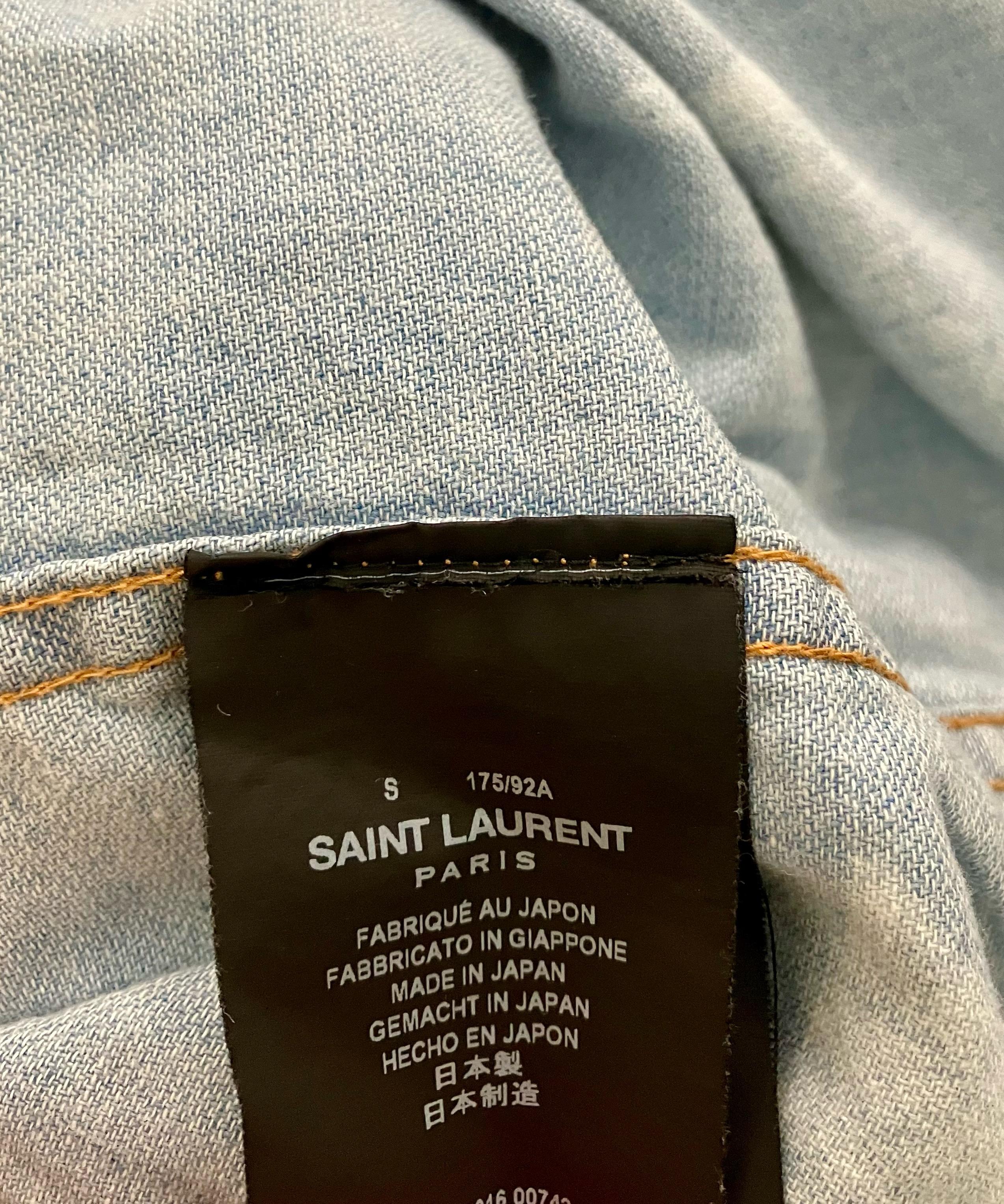 Saint Laurent by Hedi Slimane Blue Star-Print Denim Shirt 1