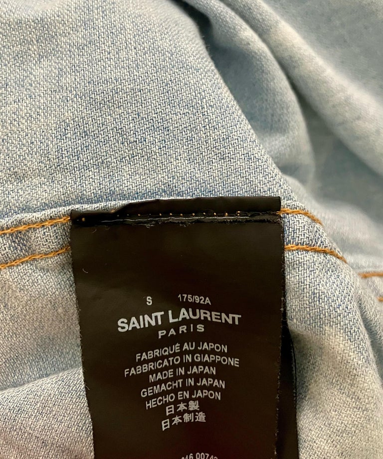 Saint Laurent by Hedi Slimane Blue Star-Print Denim Shirt at 1stDibs