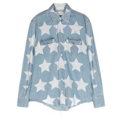 Saint Laurent by Hedi Slimane Blue Star-Print Denim Shirt