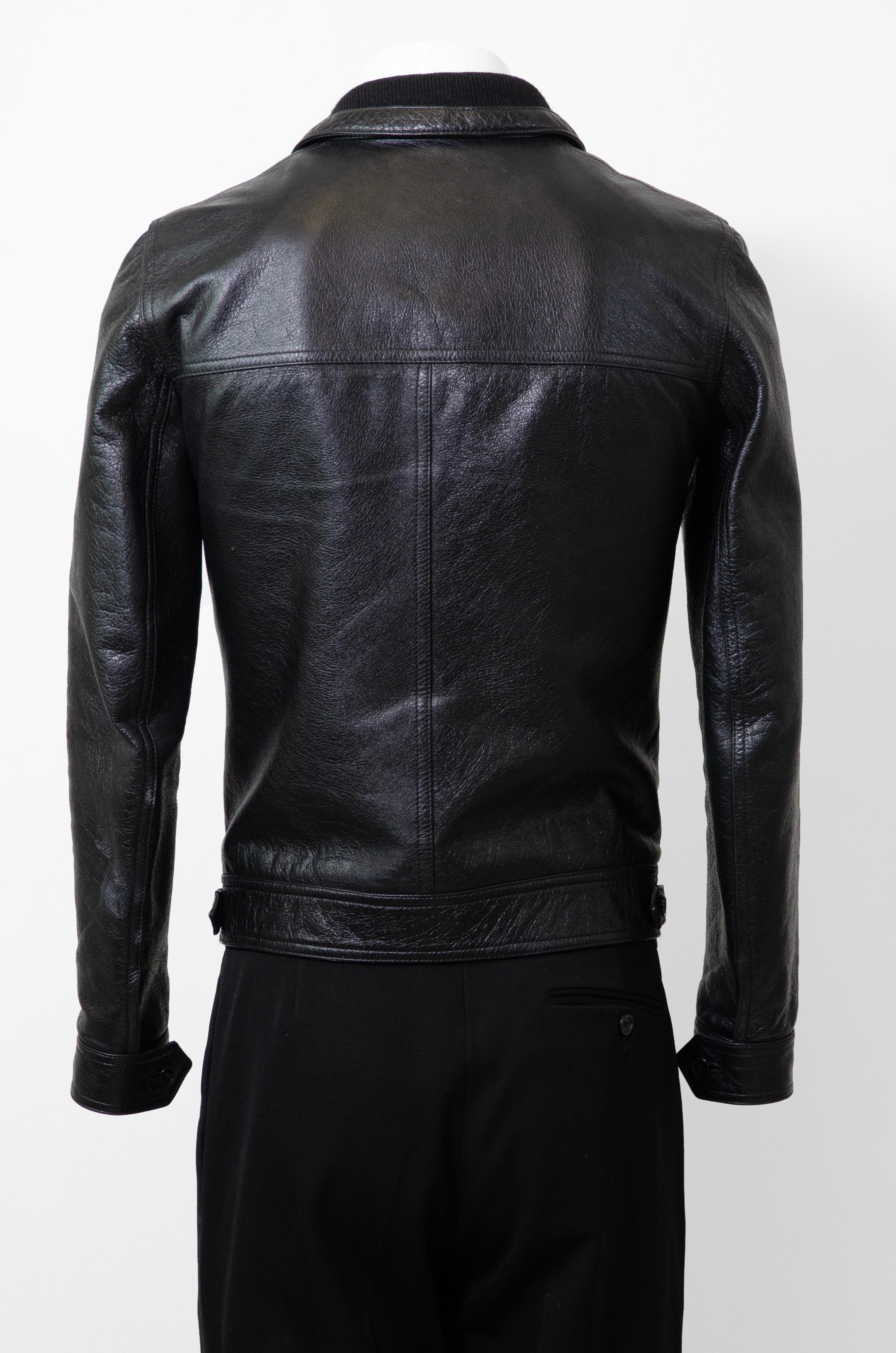 SAINT LAURENT By HEDI SLIMANE F/W 2014 Runway Textured Leather Jacket 2