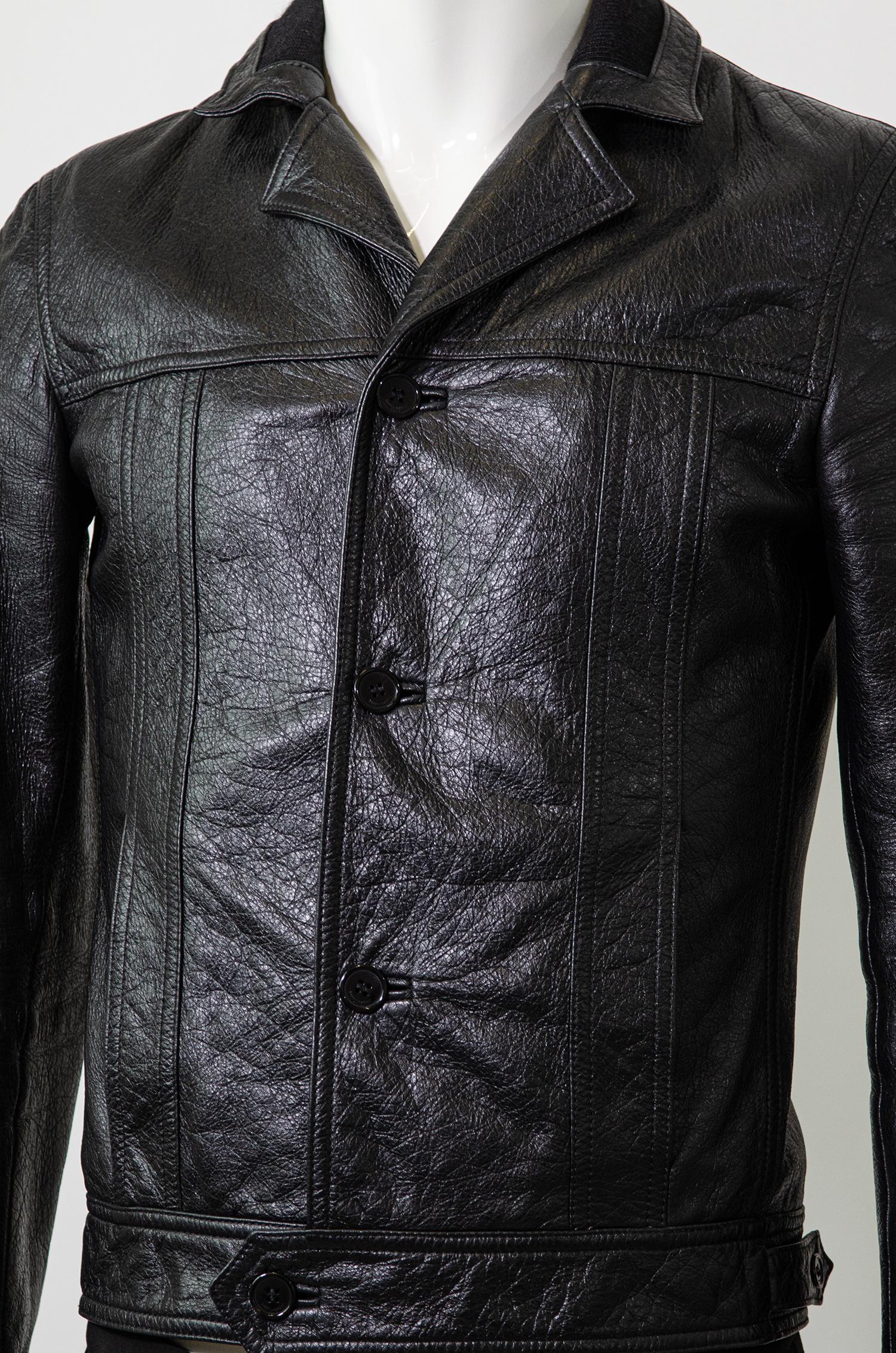 SAINT LAURENT By HEDI SLIMANE F/W 2014 Runway Textured Leather Jacket 3